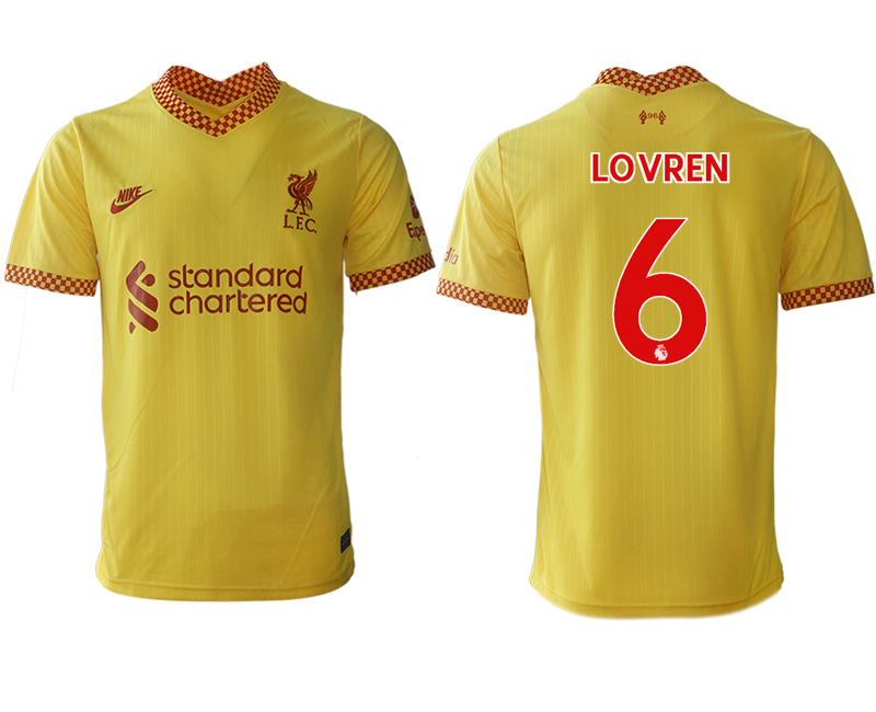 Men 2021-2022 Club Liverpool Second away aaa version yellow #6 Soccer Jersey